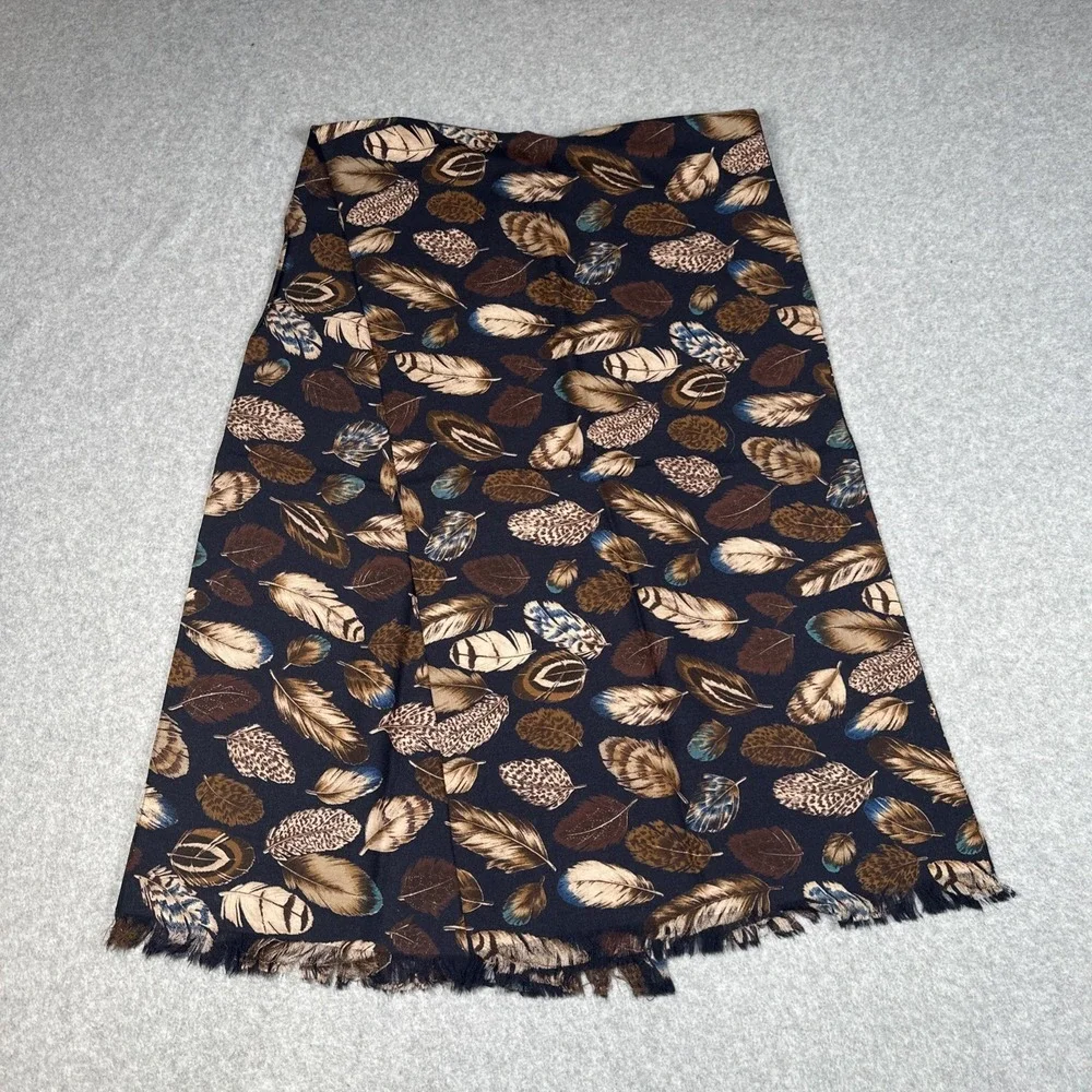 Paul Smith Wool Tube Scarf Navy Feather Print Made England Designer 14x52in